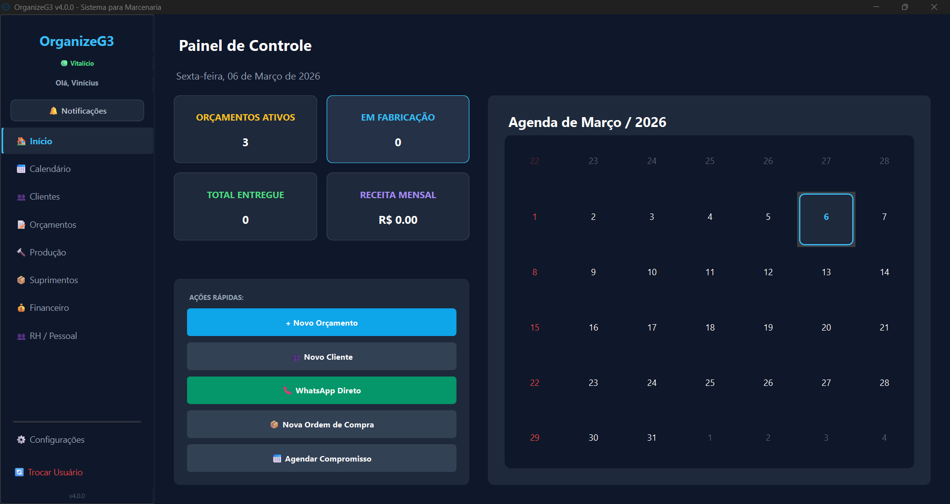 Dashboard OrganizeG3