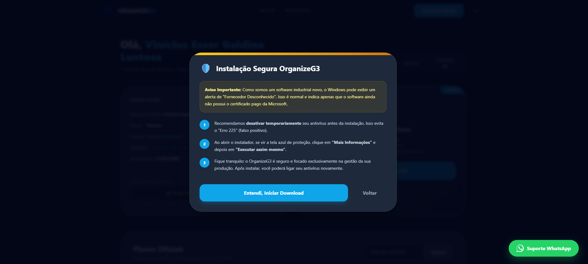 Botão de download